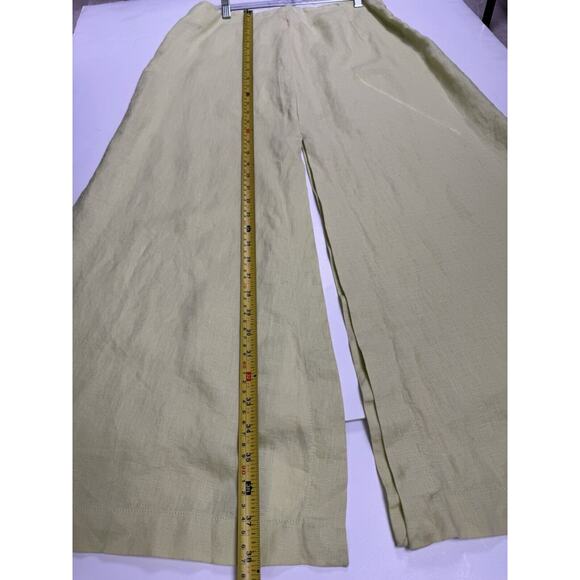 Lime Green 100% Linen Midi Skirt M/L High Slit United Colors Of Benetton - Picture 9 of 9